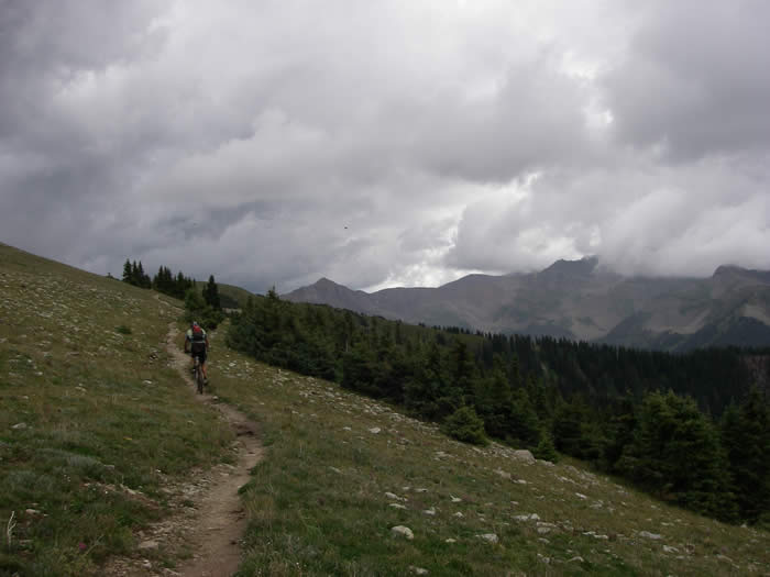 Darkening clouds as we climbed above tree line